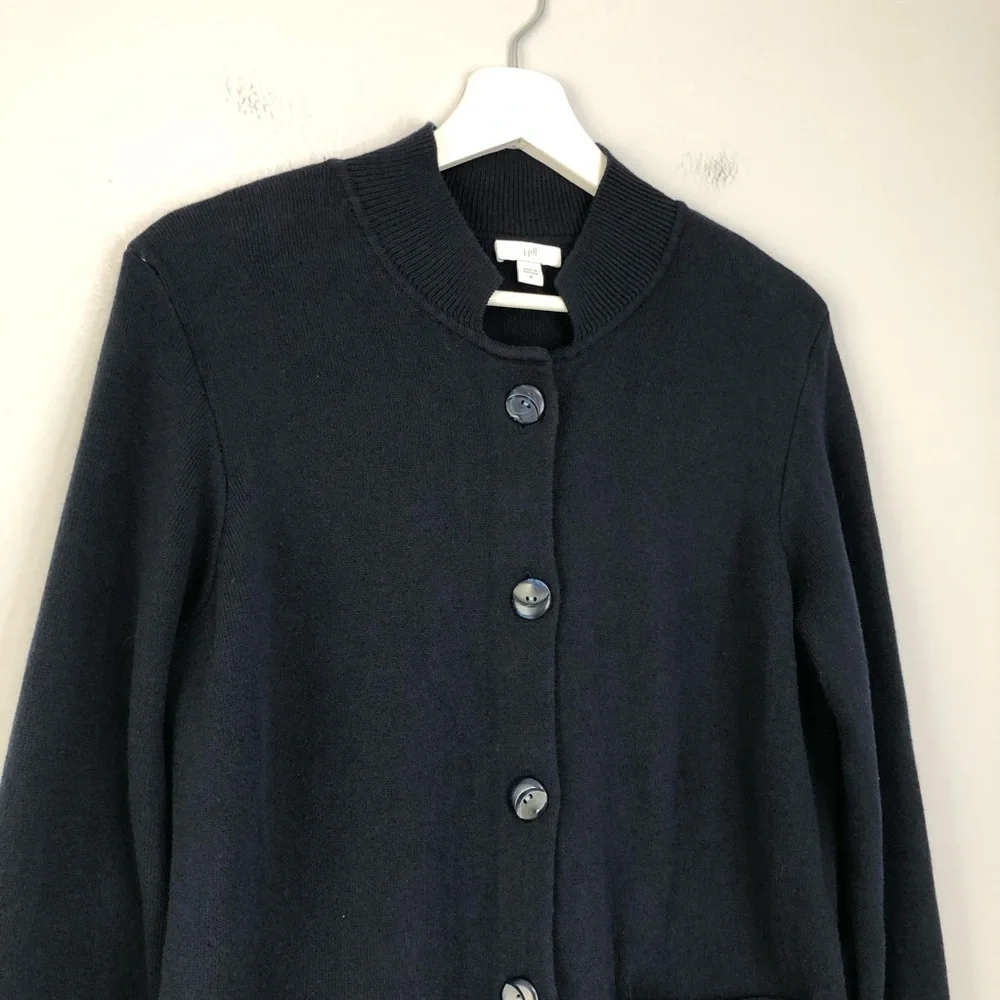 J. Jill Navy Knit Button Front Cardigan Sweater Medium